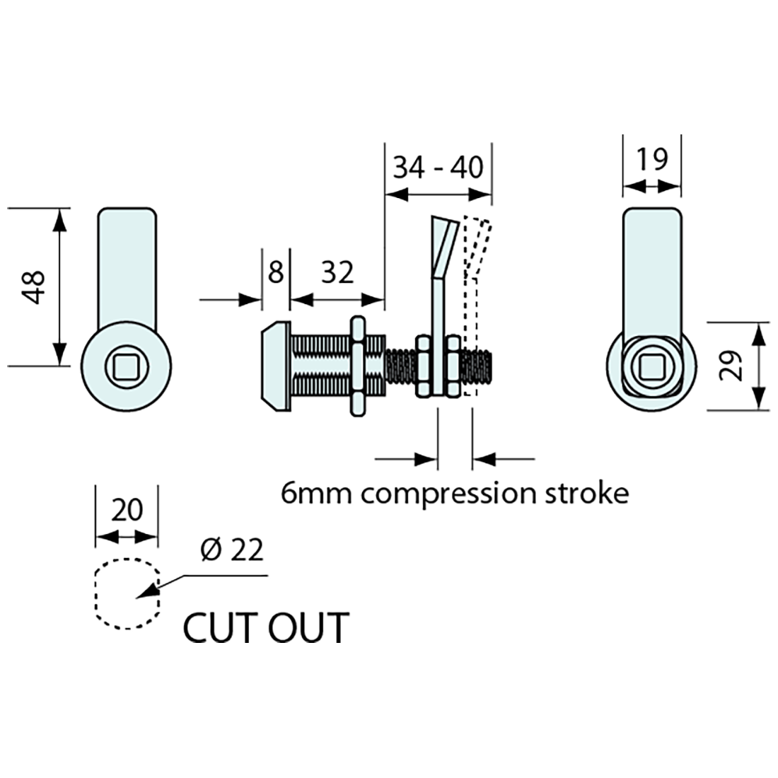 Compression Latch 7mm Plug Chrome 48mm